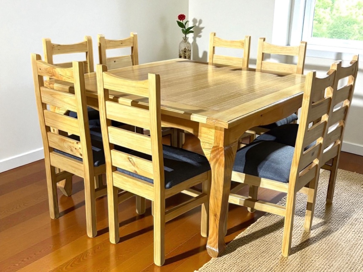 Comedor 8 sillas madera,placa